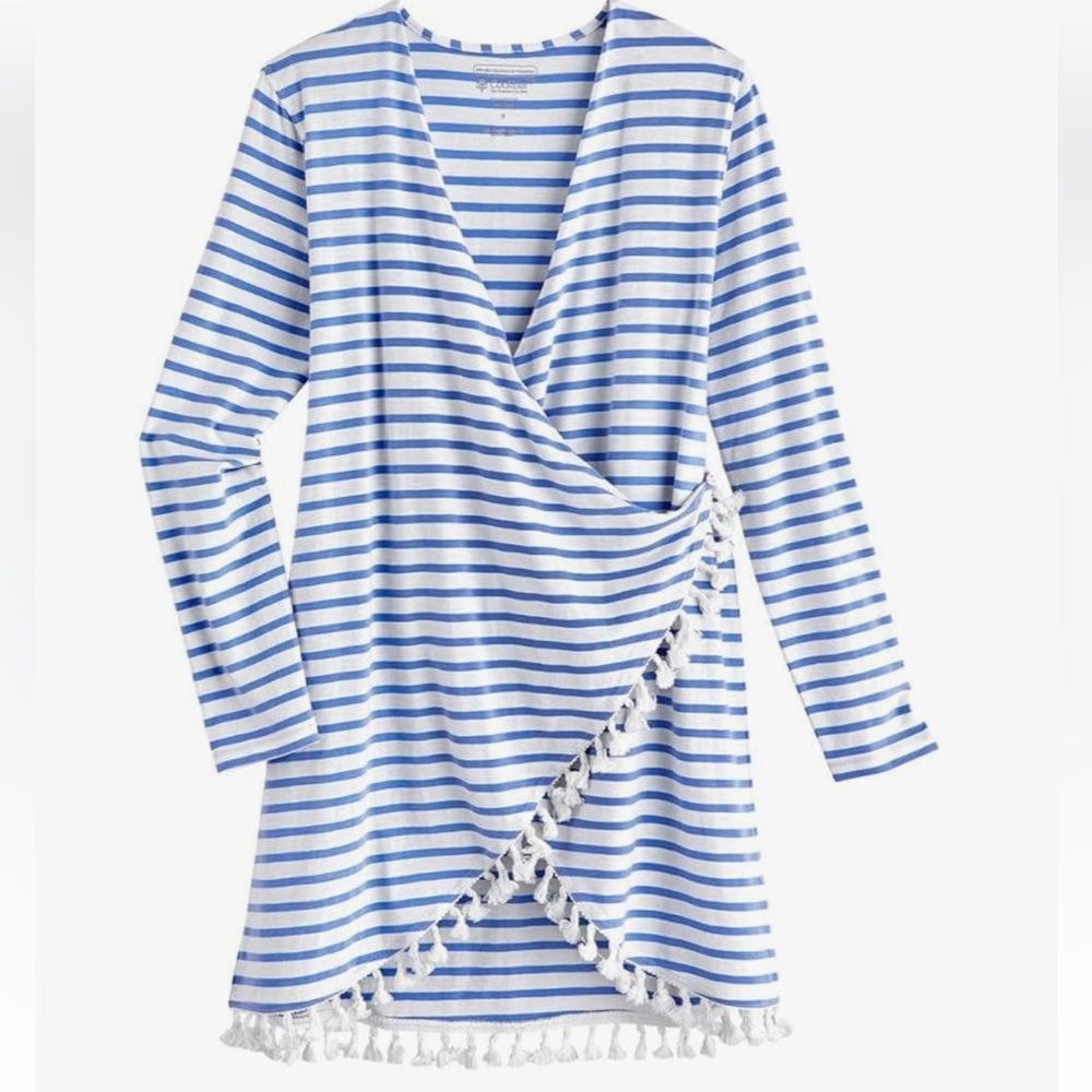 Coolibar Blue and White Striped Swim Cover-Up